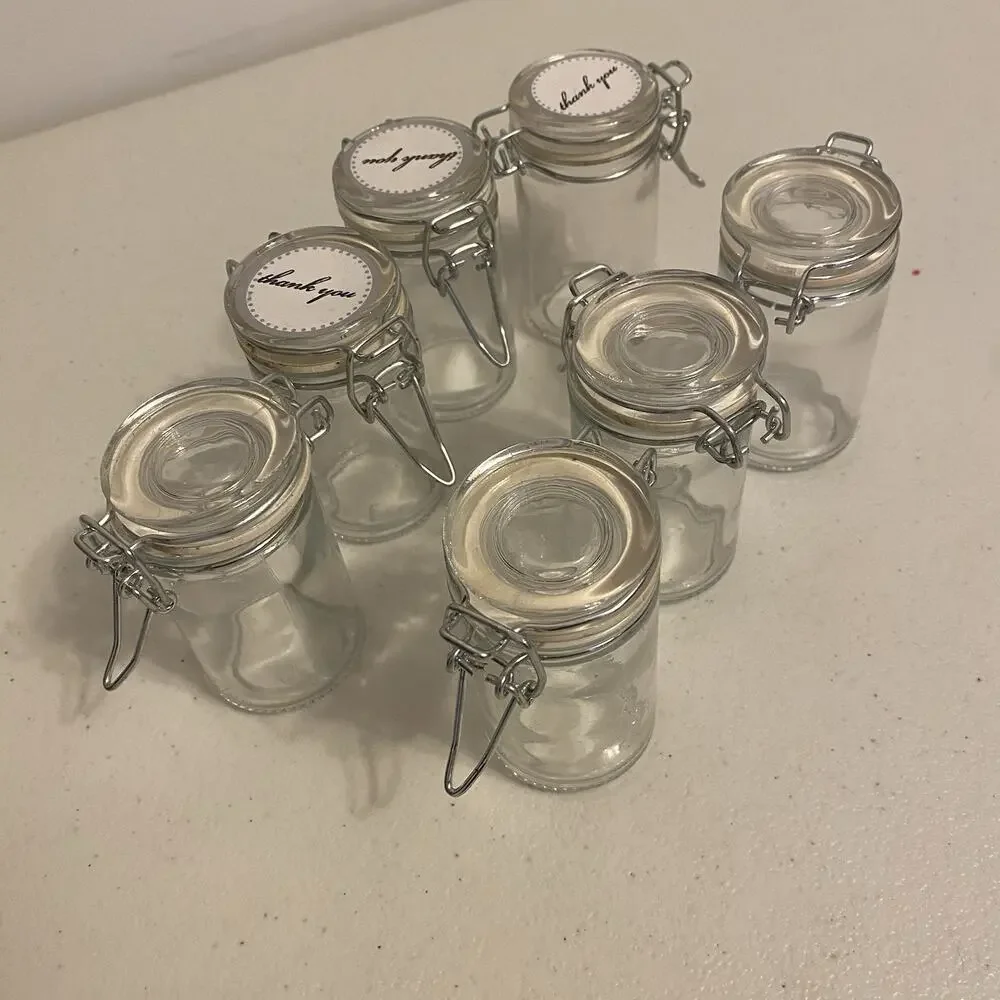 Spice Jars Set of 7 Clear Glass Airtight Hinged Lid 3